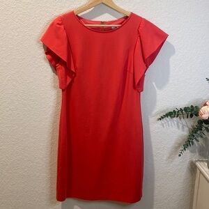 Trina Turk Pink Flutter Sleeve Sheath Dress - Size Small